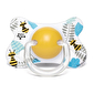 Пустышка силиконовая симметричная Suavinex Крылатые истории Пчелки, 4-18 месяцев, белый