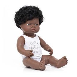 Лялька-пупс 38 см у білизні Miniland хлопчик-афроамериканець