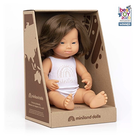 Лялька-пупс анатомічна, 38см, дівчинка-шатенка із синдромом Дауна в білизні (у коробці) - lebebe-boutique - 2