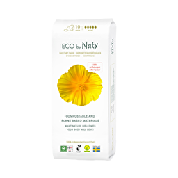 Одноразові гігієнічні жіночі прокладки торговельної марки ECO BY NATY. 10шт