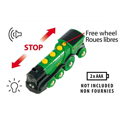 Іграшка зелений паротяг на батарейках BRIO - lebebe-boutique - 4
