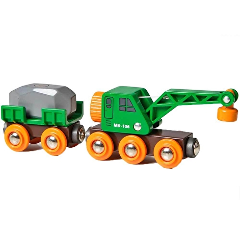 Іграшка підйомний кран BRIO з вагончиком і вантажем - lebebe-boutique - 2