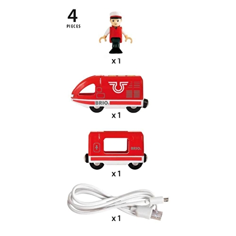 Іграшковий поїзд BRIO c USB підзарядкою, вагоном і машиністом - lebebe-boutique - 3
