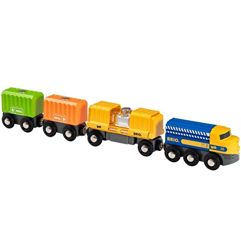 Іграшка вантажний потяг BRIO з трьома вагонами і вантажем