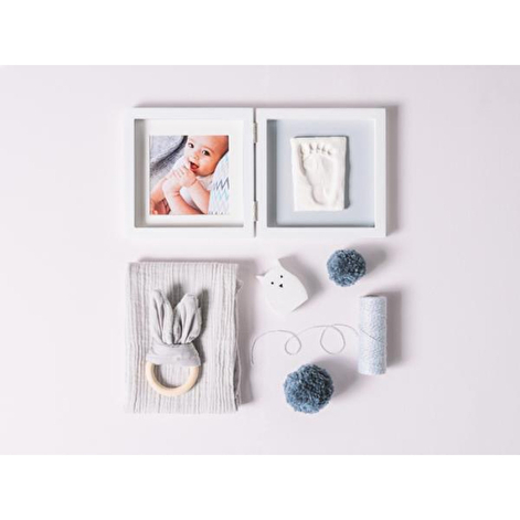 Подвійна рамка Baby Art, квадратна, біло-сіра - lebebe-boutique - 2