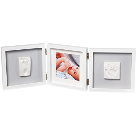 Тройная рамка Baby Art, квадратная с отпечатками, бело-серая