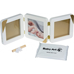 Набор для создания отпечатка Baby Art. Рамочка тройная с отпечатком ручки ножки малыша Золотой Кант