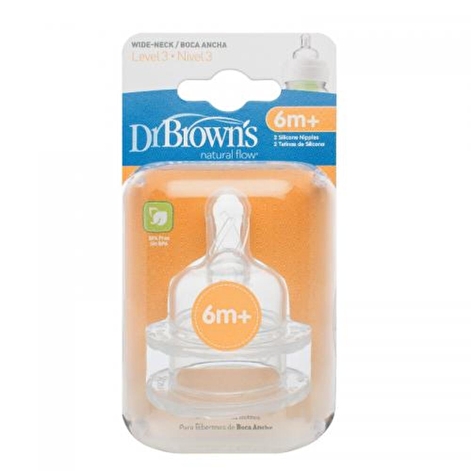 Соска для бутылочки с широким горлышком Dr. Brown's 3-го уровня 6+ месяцев силикон 2 шт - lebebe-boutique - 2