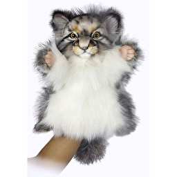 Манул дикий кот Hansa 40 см, реалистичная мягкая игрушка на руку