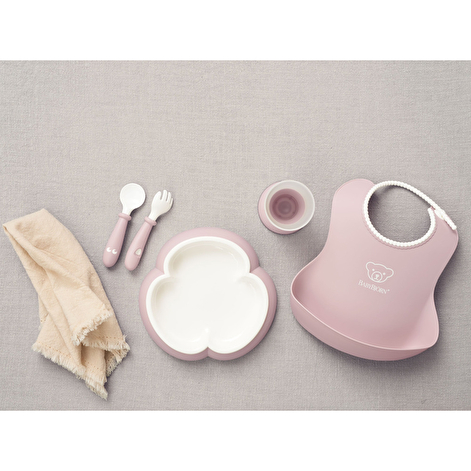 Набор детской посуды  Baby Dinner Set Powder Pink (тарелка, ложка, слюнявчик, чашечка) BABYBJÖRN - lebebe-boutique - 2