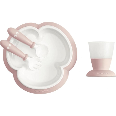 Дитячий набір для годування (ложка. виделка, чашка, тарілка) (Baby Feeding Set, Powder Pink)