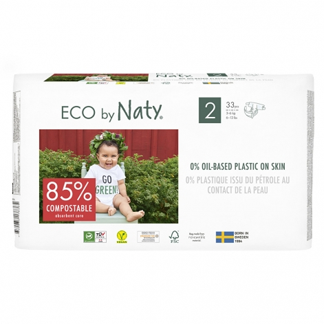 Одноразові дитячі підгузки Eco by Naty Розмір 2 (від 3 до 6 кг.), 33 шт