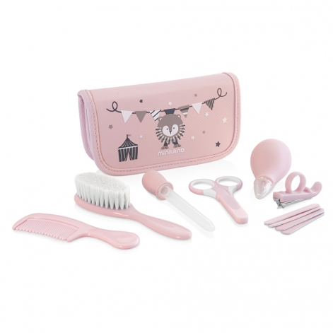 Набір для догляду за дитиною у косметичці (7 предм.) Miniland Baby Kit рожевий