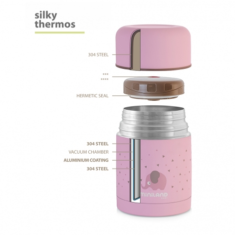Термос харчовий Miniland Silky Food Thermos рожевий 600 мл - lebebe-boutique - 2