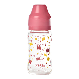 Склянна пляшечка с широким горлечком  Beaba -240 мл - рожевий