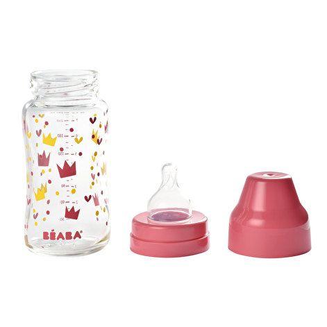 Бутылочка стеклянная с широким горлышком Beaba -240 мл - розовый - lebebe-boutique - 4