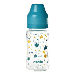 Бутылочка стеклянная с широким горлышком Beaba -240 мл - голубой