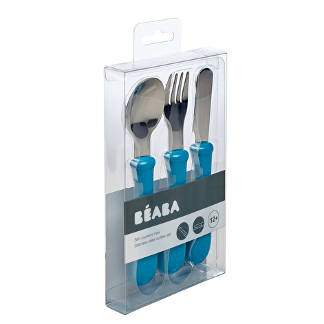 Набор детский - ложка, вилка, нож Beaba Inox синий - lebebe-boutique - 3