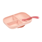 Набір Beaba силіконова порційна тарілка + ложка рожевий