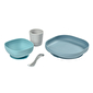 Набір: тарілка, миска, стакан, ложка Beaba 4+ блакитний/сірий - lebebe-boutique - 2
