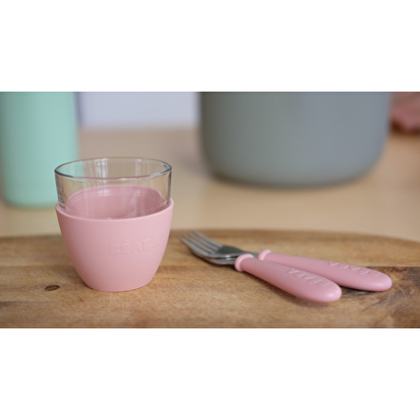 Набір: тарілка, миска, стакан Beaba склянний 4+ рожевий - lebebe-boutique - 8
