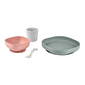 Набір: тарілка, миска, стакан, ложка Beaba 4+ рожевий/евкаліпт - lebebe-boutique - 4