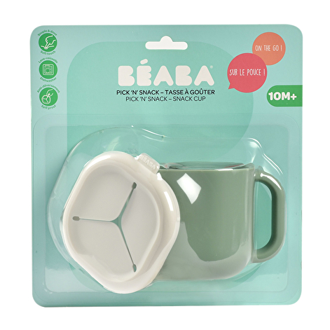 Чашка Beaba Pick 'n' Snack силіконова для снеків і напоїв оливковий - lebebe-boutique - 12