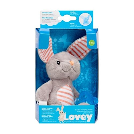 Цельная силиконовая пустышка, цвет голубой, в комплекте с игрушкой Кролик Dr Brown's, 0–12 мес.,1 шт - lebebe-boutique - 2