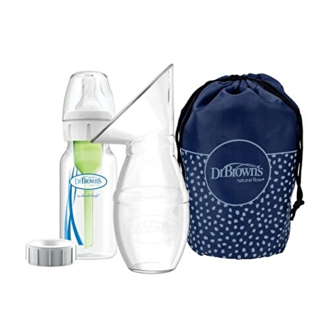 Комплект для мами: ручний силіконовий молоковідсмоктувач, пляшечка з вузьким горлечком Options+ 120