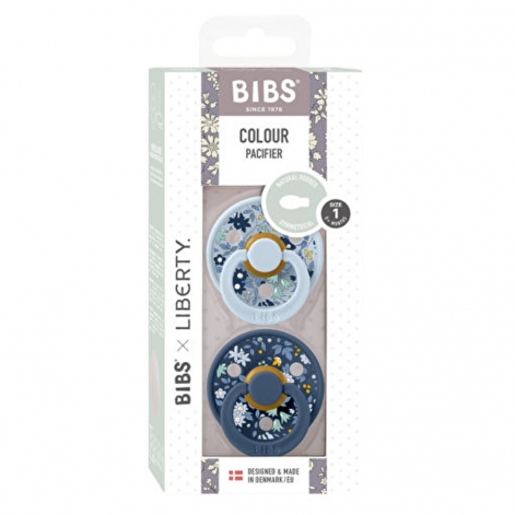 Пустушка BIBS x Liberty Colour Latex Anatomical (анатомічна) – Chamomile Lawn Baby Blue / Steel Blue Mix (2 в упаковці) - lebebe-boutique - 3
