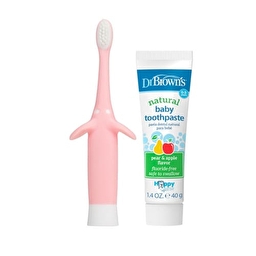 Комплект: дитяча зубна паста та зубна щітка колір рожевий