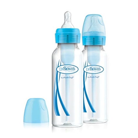 Детская бутылочка для кормления с узким горлышком Options+, 250 мл, цвет голубой, 2 шт. в упаковке