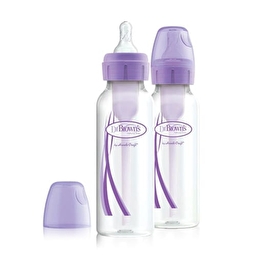 Дитяча пляшечка для годування з вузьким горлечком, 250 мл, колір фіолет., 2.шт. в упаковці