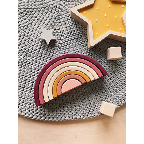 Дерев'яна іграшка пірамідка Веселка/ Рожевий SABO Concept