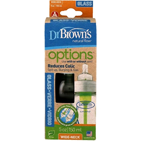 Скляна пляшка для годування Dr.Brown's з широкою шийкою, 150 мл, 1 шт. в упаковці - lebebe-boutique - 2
