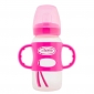 Пляшечка-поїльник з широким шийкою і силіконовими ручками, 270 мл, колір рожевий, 1 шт. в упаковці