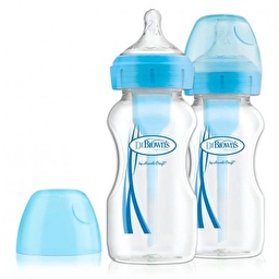 Антиколікова пляшечка для годування з широким горлечком Dr. Brown's Options+ 270 мл 2 шт Блакитний