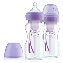 Антіколікова пляшечка для годування з широкою шийкою Options +, 270 мл, колір фіолетовий, 2 шт.