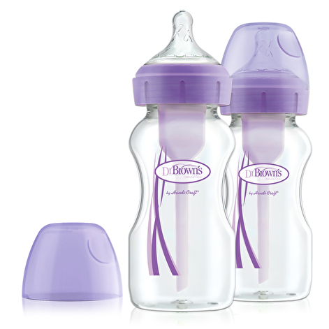 Антиколиковая бутылочка для кормления с широким горлышком Options+, 270 мл, цвет фиолетовый, 2 шт.