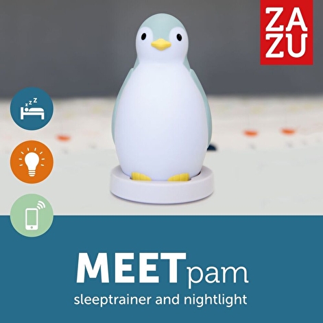 Світильник-нічник з блютузом і авто-відключенням - пінгвін PAM (ПЕМ) тренер сну (сірий) Zazu - lebebe-boutique - 4