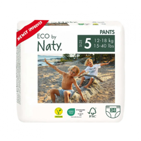 Органічні підгузки-трусики Eco by Naty Розмір 5 (від 12 до 18 кг) 34 шт