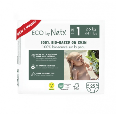 Органічні підгузники Eco by Naty Розмір 1 (від 2 до 5 кг) 25 шт