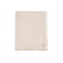 Колискова муслінова ковдра Jollein Fringe Stripe 75×100, бісквіт GOTS
