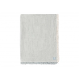 Дитяча муслінова ковдра Jollein 120×120 см, Fringe Stripe морська зелень GOTS