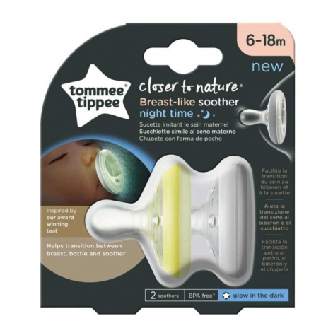 Пустушка Tommee Tippee Breast-like Night time 6-18 міс 2 шт (TT0326)