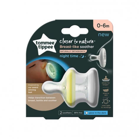 Пустушка Tommee Tippee Breast-like Night time 0-6 міс 2 шт (TT0325)