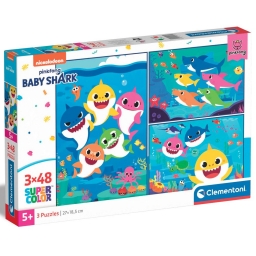 Пазл 3 в 1 Clementoni "Baby Shark", 3 по 48 элементов