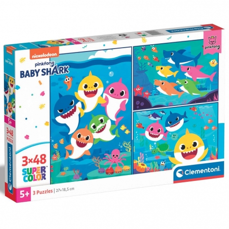 Пазл 3 в 1 Clementoni "Baby Shark", 3 по 48 элементов