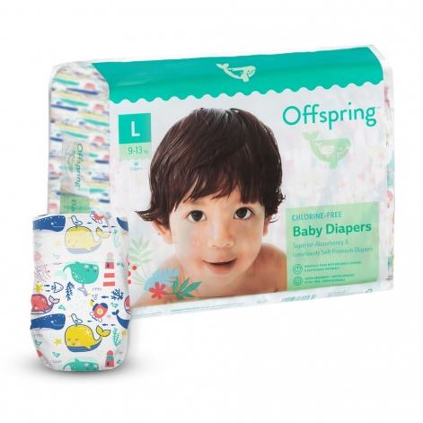 Подгузники Offspring® размер L, 9-13 кг, 36 шт, Киты