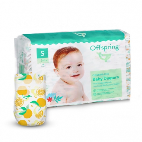 Підгузки Offspring® розмір S, 3-6 кг, 48 шт, Апельсин